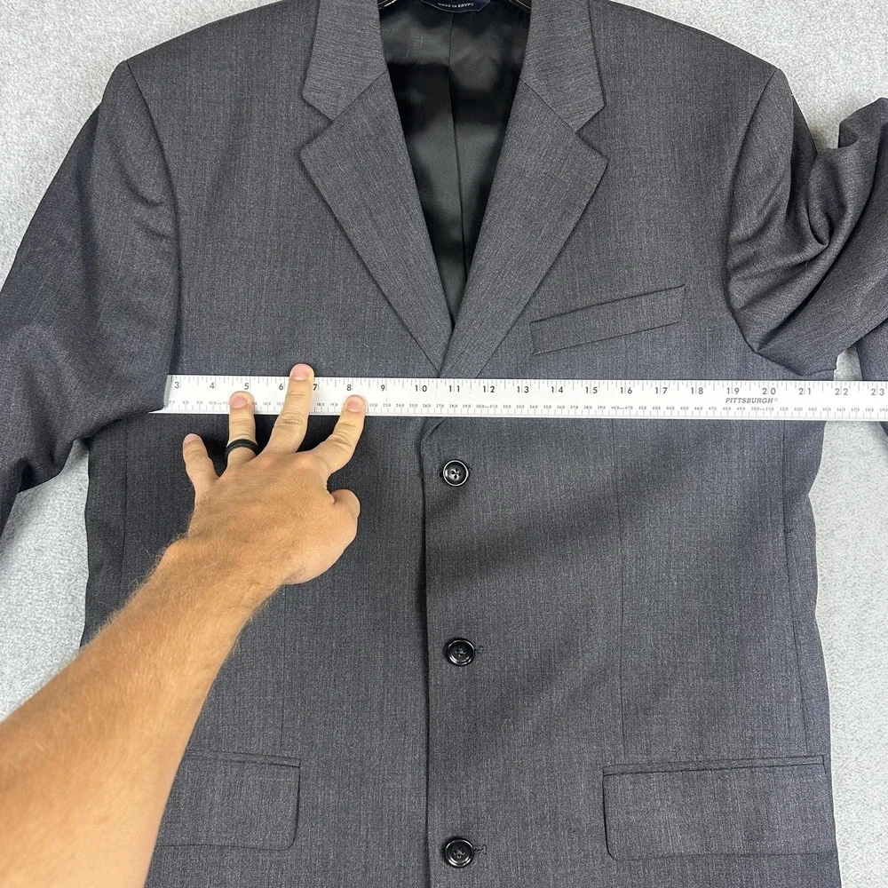 Banana Republic Suit Jacket Mens 42L Gray Wool 3 Button Notch Lapel Business